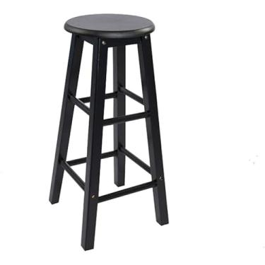 Imagem de Banqueta de madeira multiuso leve escada de 3 degraus prateleira simples, decoração de casa -J08P (cor: preto, tamanho: 60 cm de altura)