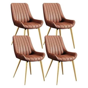 Imagem de Cadeira de jantar, cadeiras de jantar, cadeiras de jantar, cozinha, conjunto de 4 cadeiras laterais modernas para sala de estar com capa de couro PU macio, assento almofadado e pernas de metal