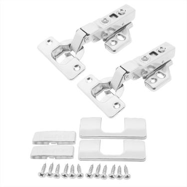 Imagem de Kit 4 Dobradiça Easy Tn Click Curva Capa Parafuso Aço Inox