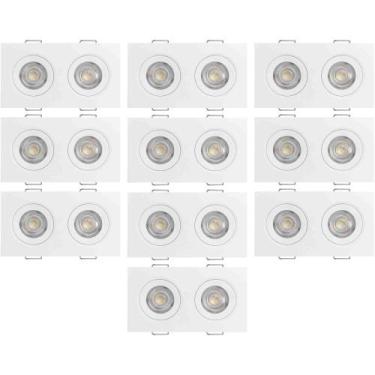 Imagem de KIT 10 SPOT LED QUADRADO DUPLO DIRECIONAVEL EMBUTIR 10W 4000k CORPO BR
