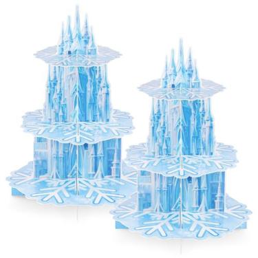 Imagem de Suporte para cupcakes NatNarr Frozen, 3 camadas, azul, floco de neve x