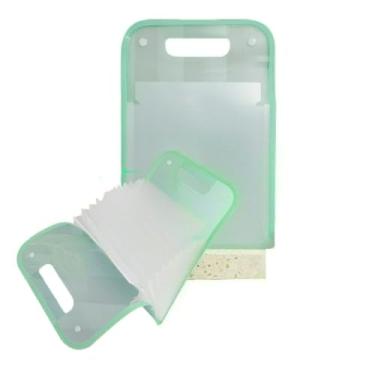 Imagem de Pasta Sanfonada Para Documento Com 13 Divisórias Pasta Prancheta A4 Alça Transporte Pasta Organizadora Escritório Escolar(Verde)