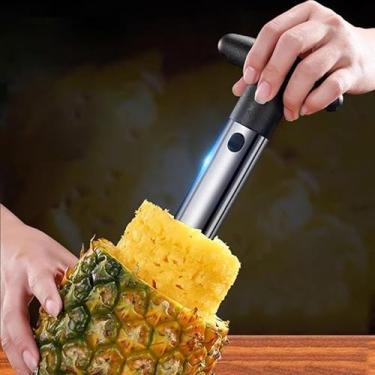 Imagem de Cortador de descaroçador de abacaxi, ferramenta de remoção de núcleo de abacaxi de aço inoxidável, cortador de abacaxi para cozinha doméstica com lâmina afiada, cortador de abacaxi e ferramenta para