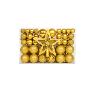 Imagem de Kit 60/100 Bolas de Natal Mista Lisas Glitter Decoração Enfeite Árvore de Natal com (Dourado - 100 Bolas)