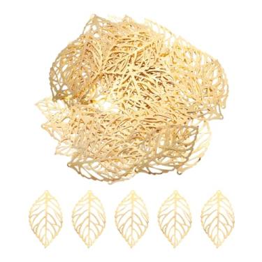 Imagem de 100 peças de pingente de enfeites de folhas ocas, decoração de folhas de árvore oca de metal, artesanato para fazer brincos faça você mesmo, colar, grampo de cabelo, prendedor de cabelo, roupas