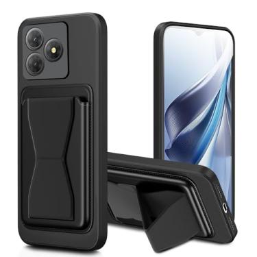 Imagem de Kaotengwo Capa para celular OSCAL Flat 2 com suporte para cartão e suporte, à prova de choque, capa protetora de corpo inteiro para OSCAL Flat 2 - preta