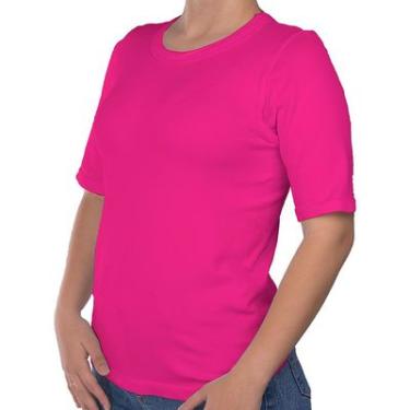Imagem de Blusa Canelada Manga 3/4 Rosa Neon DelRio Confortável