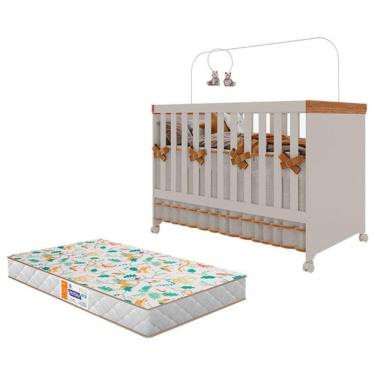 Imagem de Berço Americano Mini Cama Antonella Off White Caramelo Com Colchão Gazin - Canaã