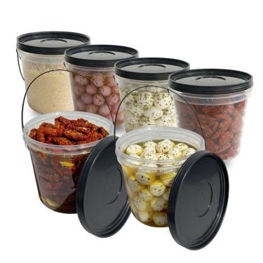 Imagem de Balde 3,2 Litros Transparente Guardar Brinquedos - 6 Pçs