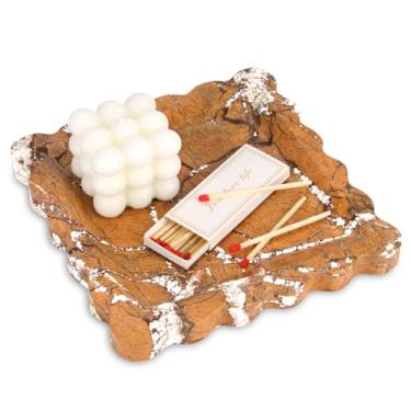 Imagem de HESHIBI Bandeja quadrada de mármore para banheiro, bandeja decorativa de pedra natural de luxo, dispensador de sabonete, parte superior de perfume, cozinha, vaso sanitário, anel para chave (marrom