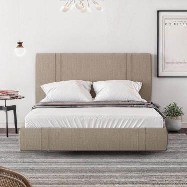 Imagem de Cama Flutuante Star Casal Linho - Skybox Cor Bege