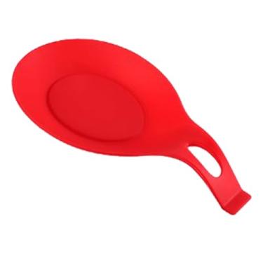 Imagem de Pssopp Descanso de Colher de Silicone, Suporte de Utensílio Resistente Ao Calor, Descanso de Espátula Grande, 20x10cm para Cozinhar, Assar e Servir (Vermelho)