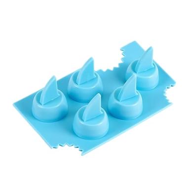Imagem de Bandejas de gelo de silicone azul para congelador, bandeja de cubo de gelo em forma de barbatana de tubarão, molde de silicone para bricolage, molde de gelatina de chocolate, molde de gelatina, cubos