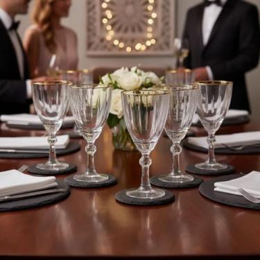 Imagem de Jogo De Taças Dominic Transparente Filete Dourado 275ml - 6 Pçs