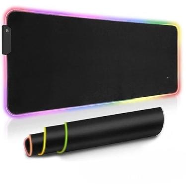 Imagem de Mouse Pad Gamer Extra Grande Led Rgb 14 Modos de Iluminação Mousepad com Carregador 4 Usb com Tipo C(80 * 30cm)(Preto 80 * 30 CM)