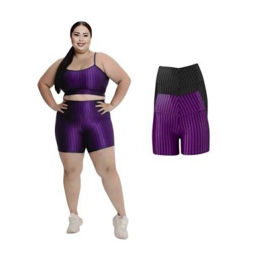 Imagem de Kit 2 Short Legging 3D Academia Fitness Feminino Plus Size - Sunset Co