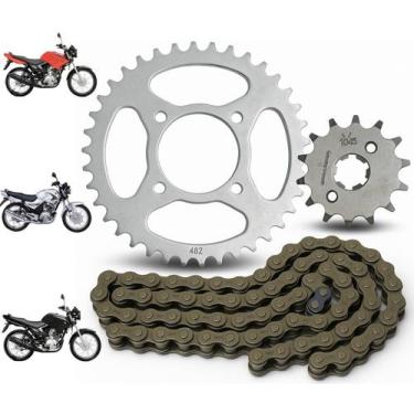 Imagem de Kit Relação Transmissão Tração Yamaha Ybr 125 / Factor 125 Aço 1045 co