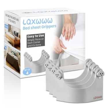 Imagem de LQXWWW Suporte para lençol de cama - Aperto de lençol de cama de 360 graus - Discreto resistente - Mais forte e ajustável - prendedores de lençol fixos antiderrapantes - Serve para todos os colchões|