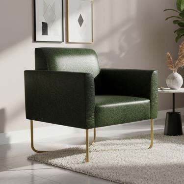Imagem de Poltrona Base X Industrial Dourado Marisa Corano Verde