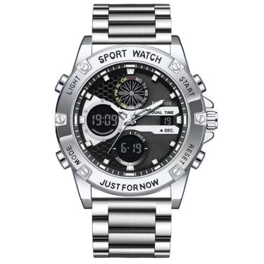 Imagem de Relógio Digital Esportivo em Aço Inoxidavel  Display Duplo  Á prova D´agua