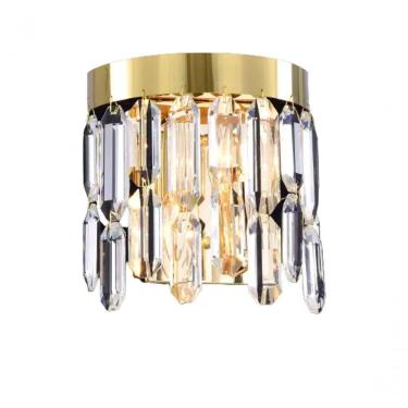 Imagem de Arandela Tripoli Metal Dourado Com Cristais Transparentes 02 Lâmpadas E14 Tupiara única único