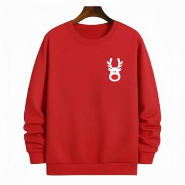 Imagem de Moletom Tema Natal Rena  Estampa Colorida - TRAJANO STORE, Vermelho, M