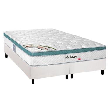Imagem de Cama Box Queen: Colchão Molas Herval Masterpocket Ensacadas Meditare + Base Branco(158X198)