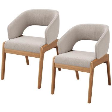 Imagem de Kit 02 Cadeiras De Jantar E Estar Living Estofada Lince L02 Bouclê Bege