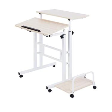 Imagem de ZHEHUA Mesa móvel ajustável, mesa de computador moderna compacta para escritório em casa, estação de trabalho com rolamento ajustável em altura