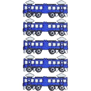 Imagem de Papapatch Conjunto 5 de pequenos mini trem a vapor fofo retrô desenho animado de motor infantil reparação de roupas bolsas decalque aplique decorativo ferro costurado em adesivos bordados (TRAIN-03