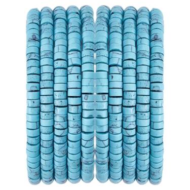 Imagem de DICOSMETIC 320 peças azul turquesa heishi contas espaçadoras 4 x 2 mm pequeno disco de pedra preciosa contas soltas contas redondas planas para pulseiras, colares, brincos, fabricação de joias