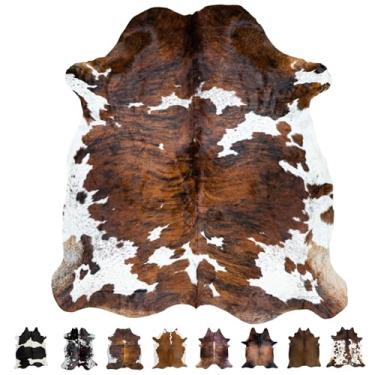 Imagem de Cabelos de couro genuíno de vaca genuíno no tapete de couro da RODEO Decorative Value Size aprox. 15 x 18 cm, Brindle Nutella, 6x7