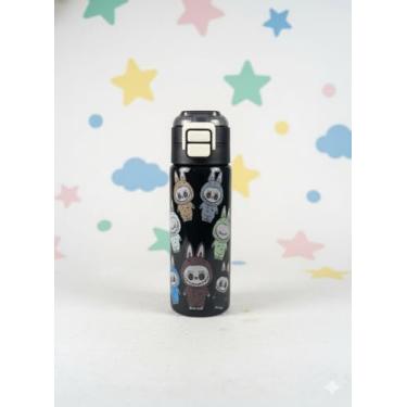 Imagem de Garrafa Térmica Infantil 500ml Inox com Personagens Fofos, Bico Duplo, Trava e Alça Confortável