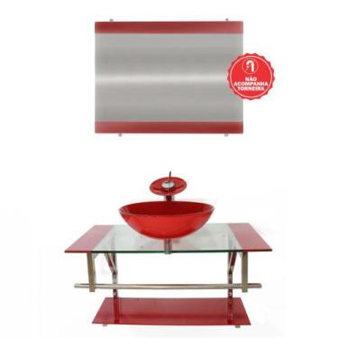 Imagem de Gabinete de Vidro 80cm para Banheiro Noruega - EKASA, Vermelho Ferrari