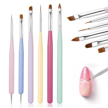 Imagem de Kit de ferramentas de arte de unhas de acrílico com 6 peças, pincéis de arte de unhas esmaltadas, construtor de caneta de gel, extensão de unhas, pincel de unhas, ferramentas de design de delineador