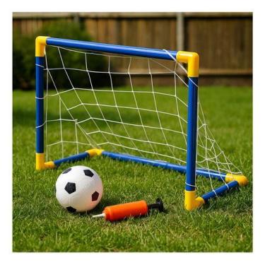 Imagem de Mini Trave Futebol Infantil 76 Cm Completa Com Bola E Bomba Azul - DM 