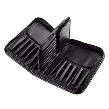 Imagem de barenx Bolsa de armazenamento de pincéis de maquiagem cosmética para salão de beleza, estojo de couro organizador para delineador, rímel, batom, pincéis labiais blush de base e muito mais