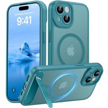 Imagem de AMILIFECASES Capa magnética compatível com iPhone 15, [suporte invisível embutido] [compatível com MagSafe] [proteção total da câmera] Capa de celular fosca translúcida para iPhone 15 6,1 polegadas