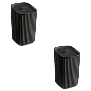 Imagem de Kit 2 Portas Algodão Cotonete Quadrado Banheiro Quarto c Tampa (Preto)