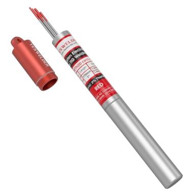 Imagem de YESWELDER Eletrodo de tungstênio de soldagem TIG, ponta vermelha, pacote com 5 unidades de 0,101 cm e 5 unidades de 1/40.6 cm por 17,8 cm, tamanhos variados (vermelho, EWTh-2)