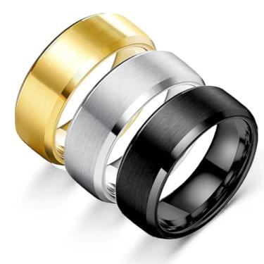 Imagem de Zannthra 3 peças de aliança de casamento de aço inoxidável para homens 8 mm acabamento fosco resistente a arranhões | Conjunto de joias de aniversário, noivado e presente, Aço inoxidável, Sem pedra