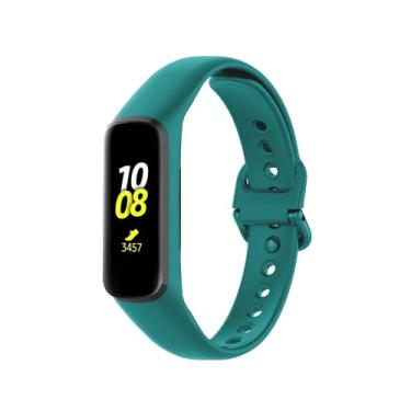 Imagem de PANDA BOBO Pulseiras de substituição compatíveis com Samsung Galaxy Fit2 SM-R220, pulseira de silicone ajustável clássica acessório pulseiras fitness compatíveis com Samsung Galaxy Fit2 (azul-petróleo