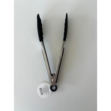 Imagem de Pegador de Silicone com Cabo de Aço Inoxidável, Preto e Vermelho, Utensílio de Cozinha para Servir e Grelhar