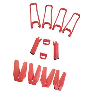 Imagem de Pacote com 4 protetores de hélice e pouso de drone para E58 S168 JY019, vermelho