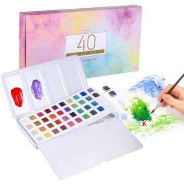 Imagem de Metallic Watercolor Set, 40 Glitter Pearlescent Paints in Tin Box, Art Supplies for Beginners and Students