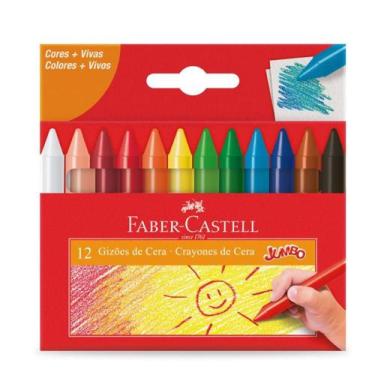 Imagem de Giz de Cera Jumbo 12 Cores + Vivas - Faber Castell - Faber-Castell