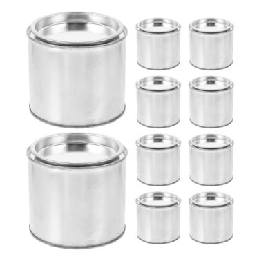 Imagem de LALAFINA 10 peças de latas de tinta metálicas vazias 300 ml baldes de tinta redondos recipientes de armazenamento de tinta para artesanato de verniz, armazenamento de suprimentos de arte DIY
