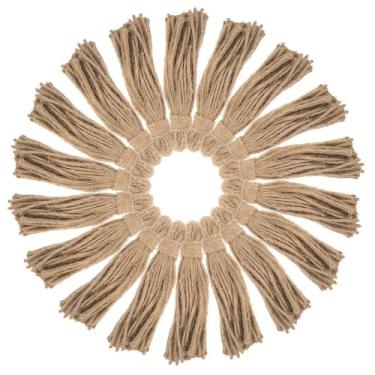Imagem de KALLORY 30 borlas de juta de Natal para bricolage, borlas de corda de juta, faça você mesmo, guirlanda de madeira, projetos de decoração, etiquetas de festa de casamento, artesanato
