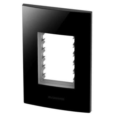 Imagem de Placa 3 Módulos + Suporte 4X2 - Inova Black Piano - 85528 - Alumbra