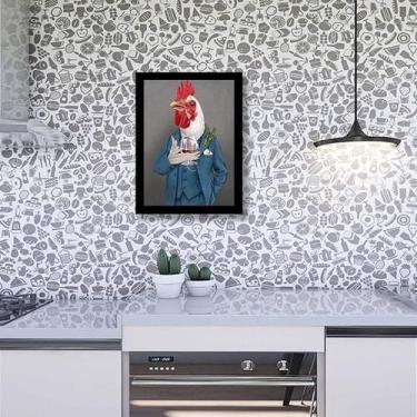 Imagem de Quadro Galo Nobre 24X18Cm - Com Vidro - Madeira Preta - Quadros On-Lin